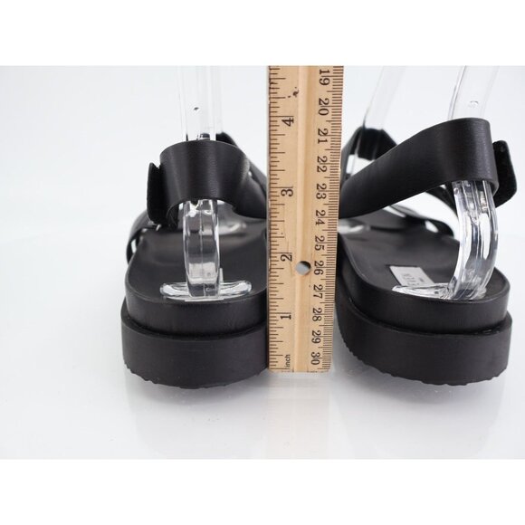 Steven Steve Madden Faun Sandals Womens 11 Black Strappy Wedge Comfy Vegan - Picture 7 of 14